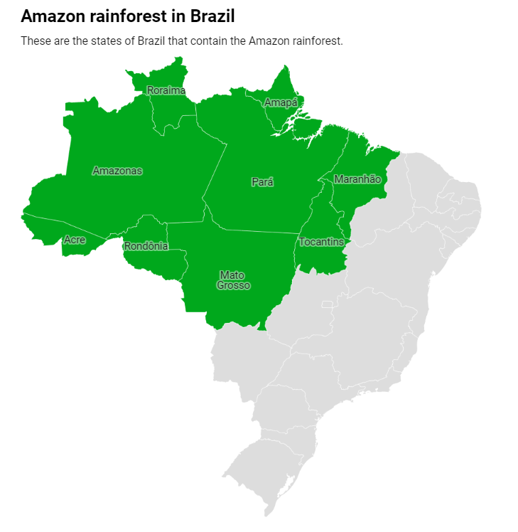 Figure 1. Amazon rainforest in Brazil [map]. Beatriz Ferreira Silva.